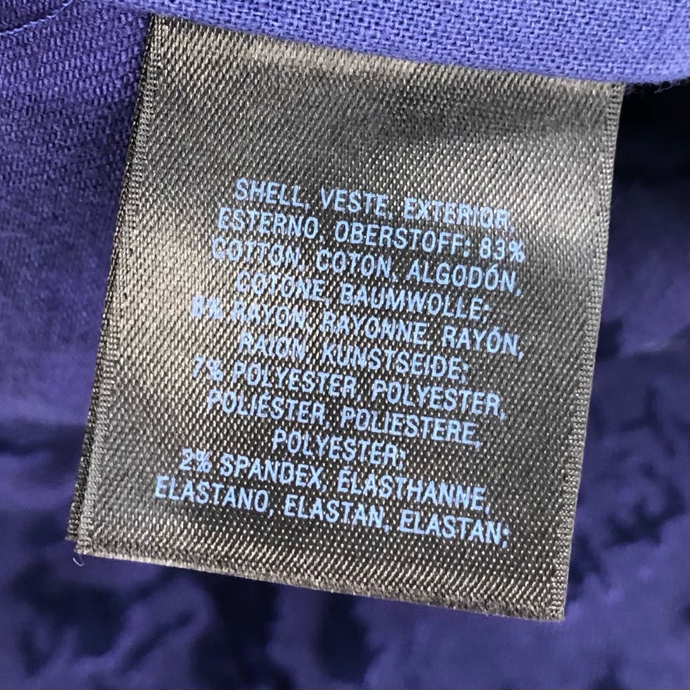 Anthropologie Essential Skinny cobalt blue purple brocade damask pants 10 ankle - Picture 12 of 13